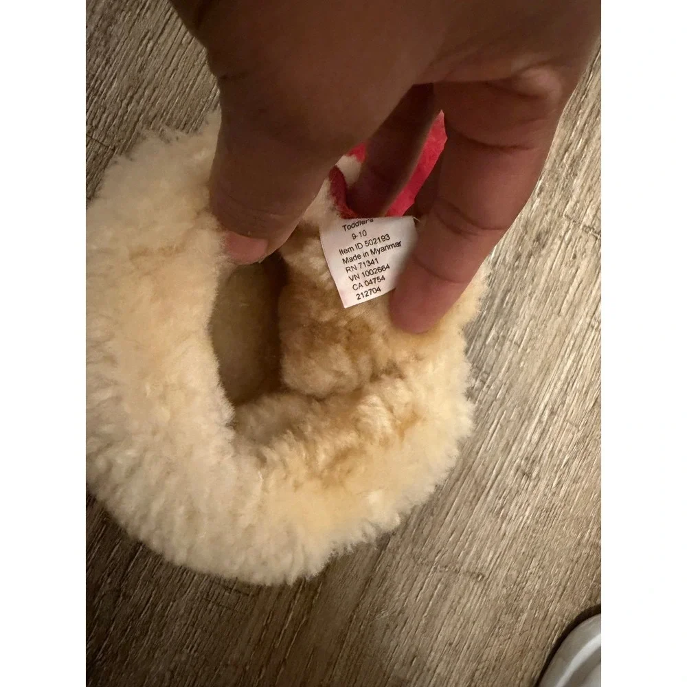 LL Bean Toddler Wicked Good‎ Slipper Boots Red Suede Shearling Fur Size 9-10